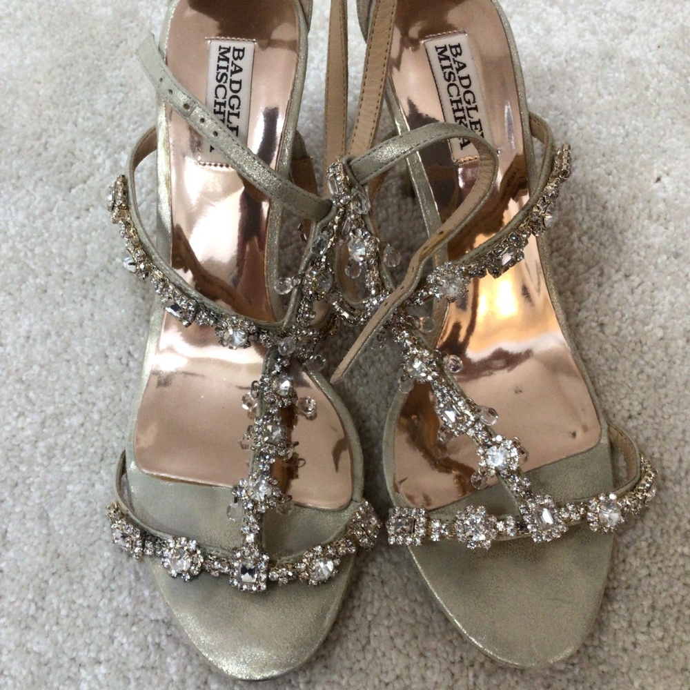 Badgley Mischka Crystal Heels Worn Once Wedding Sz 9 $229 Sexy Stunning Shoes